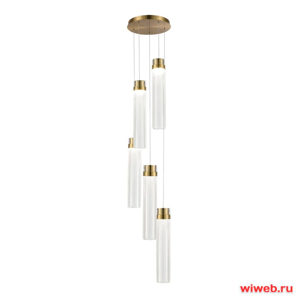 SL6236.303.05 Светильник подвесной ST-Luce Латунь/Прозрачный LED 5*12W 4000K CHAMPAGNE