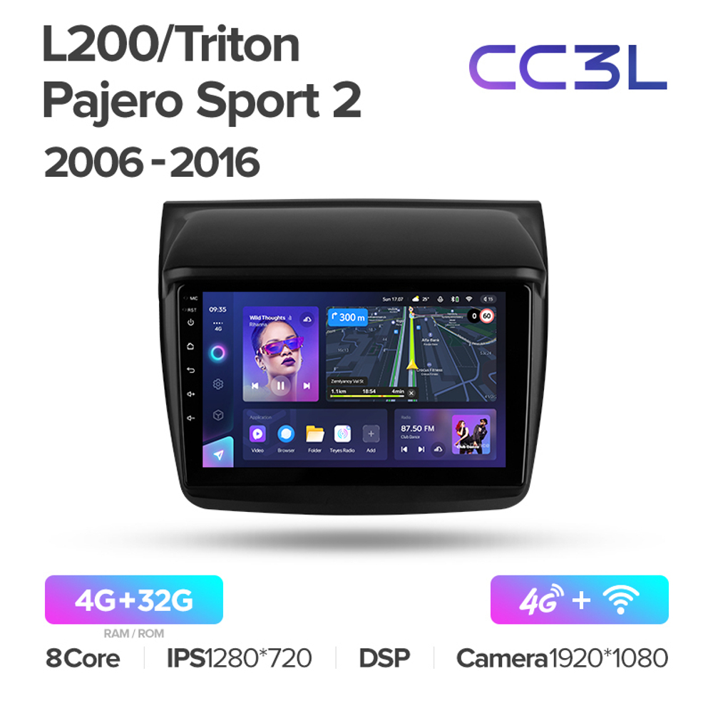 Teyes CC3L 9"для Mitsubishi L200, Pajero Sport 2008-2016
