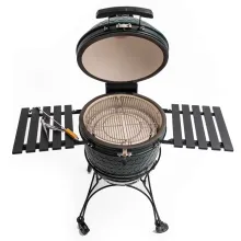 Керамический угольный гриль DinoEgg Classic Green, 46 см, с ножками и столиками