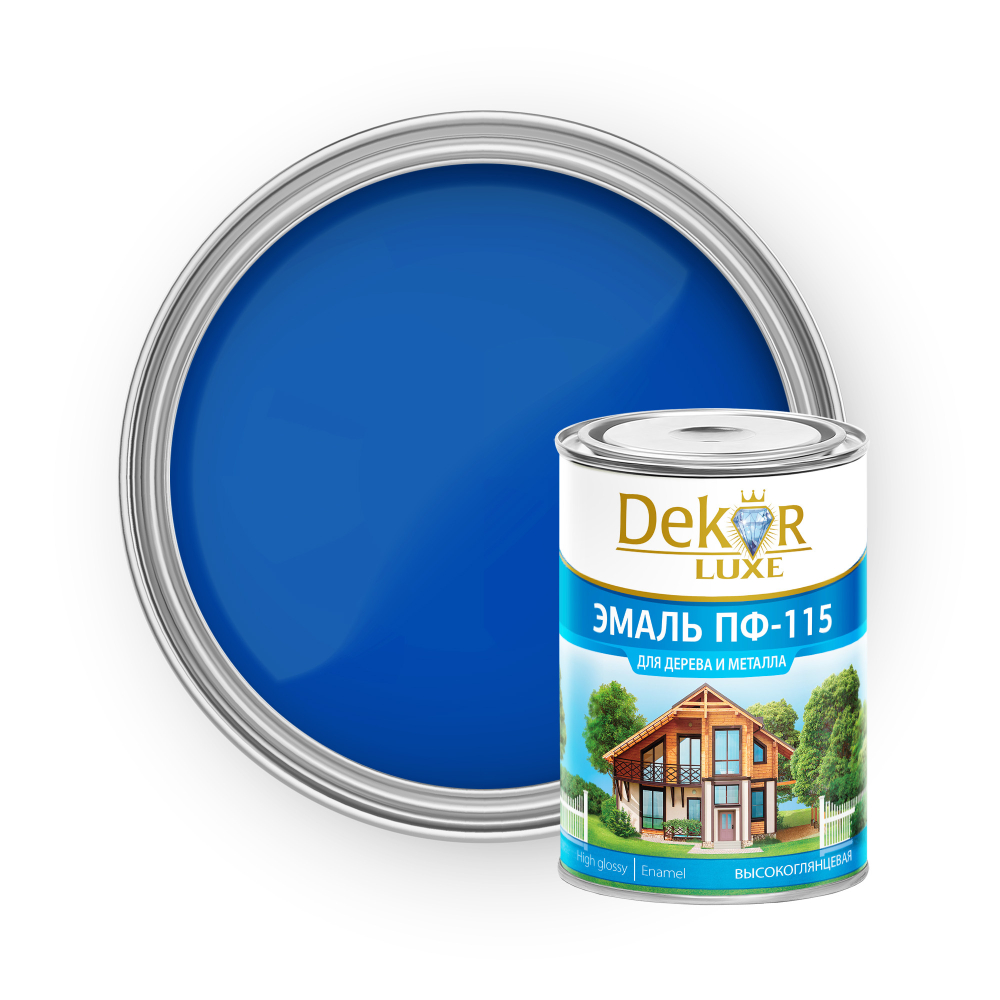 DEKOR LUXE  Эмаль ПФ-115 Синяя 0,8кг (Кубанские краски)