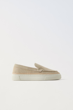 ZARA ЗАМШЕВЫЕ ЛОФЕРЫ, БЕЖЕВЫЙ