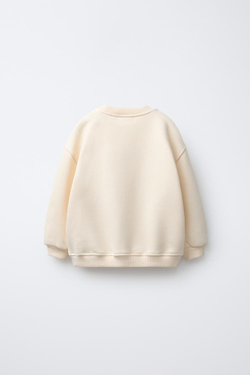 ZARA ТОЛСТОВКА С АППЛИКАЦИЕЙ КРЮЧКОМ, ЭКРЮ