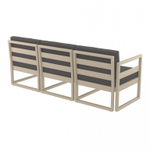 Диван пластиковый трехместный с подушками Siesta Contract Mykonos XL, бежевый, темно-серый