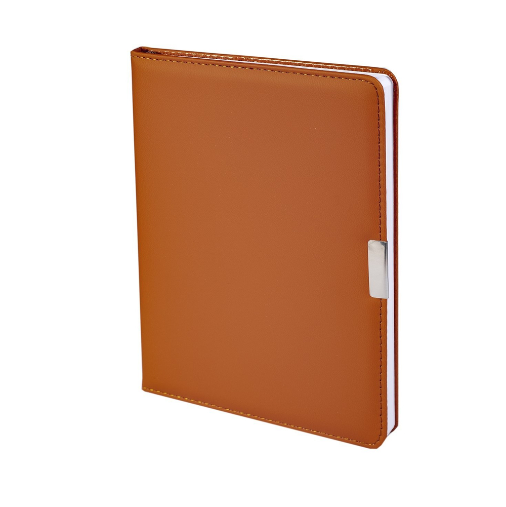 Ежедневник недатированный, А5, Yalong, 7БЦ, ПВХ, ляссе, металлический элемент, клетка, 110л., "Коричневый"