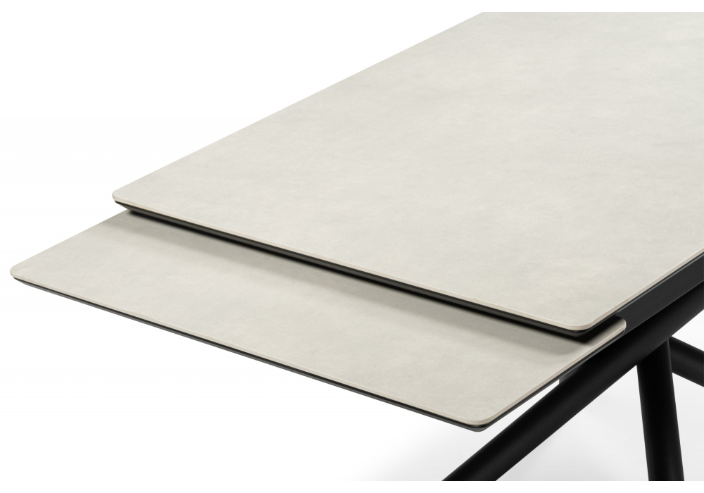 Керамический стол Woodville Мэриан 140 (200) х 80 carmen light grey, черный