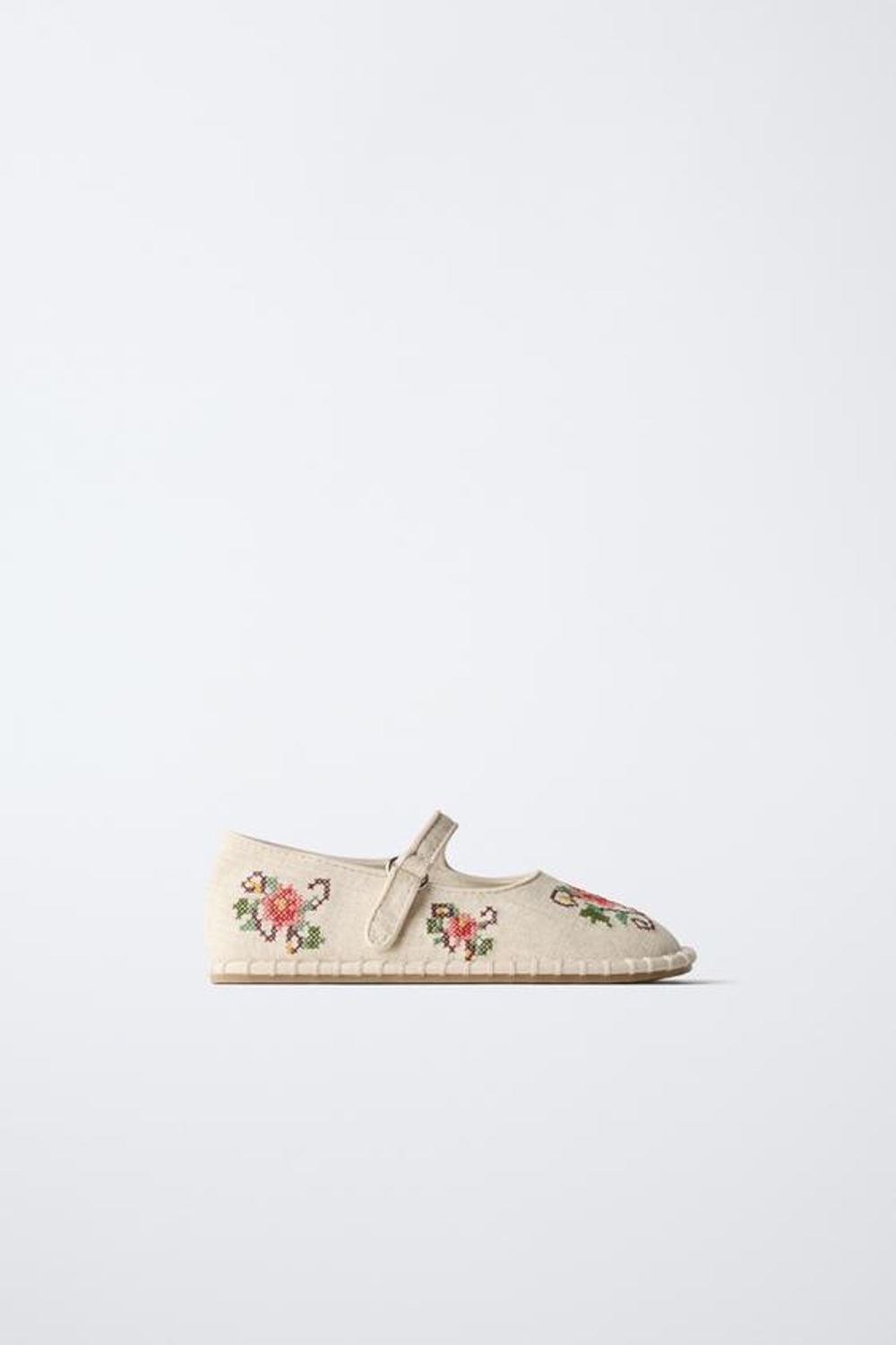 ZARA БАЛЕТКИ С ВЫШИВКОЙ, ЭКРЮ