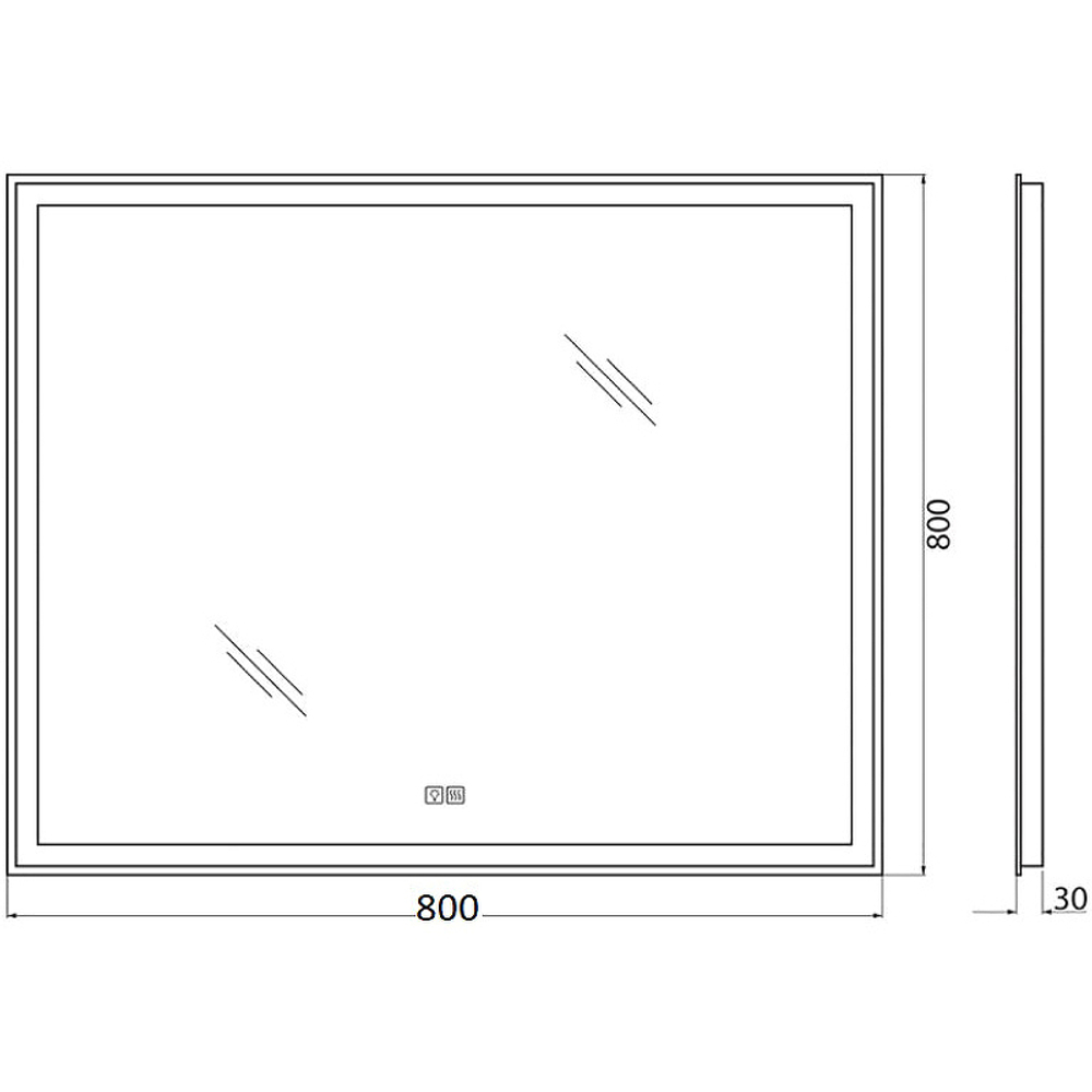 Зеркало BelBagno SPC-GRT-800-800-LED-TCH-WARM с подсветкой с подогревом с сенсорным выключателем