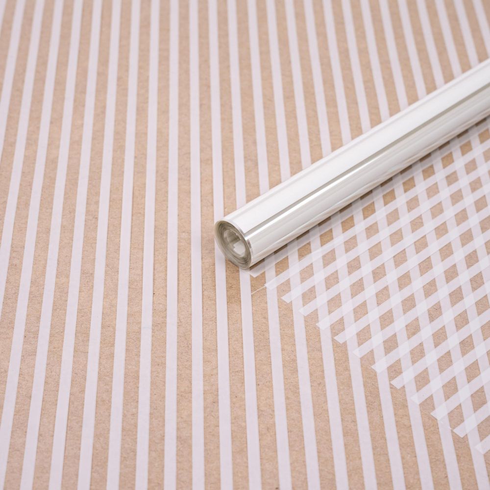 Пленка прозрачная "Полосы узкие" 70см*200гр БЕЛЫЙ