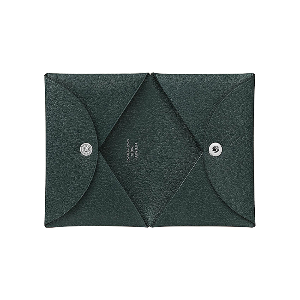 Картхолдеры и кошельки HERMES Calvi Chamkila V0 Vert Rousseau, H078382CKV0