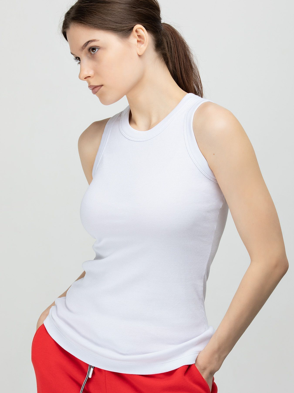 Женская базовая майка с американской проймой (Размер: XXL) (Цвет: черный)