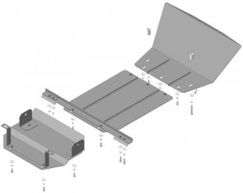 Защита стальная 2 мм Д, КПП, РК Chevrolet Niva 2002-2020; Lada Niva Travel с 2021 г MOTODOR.03006