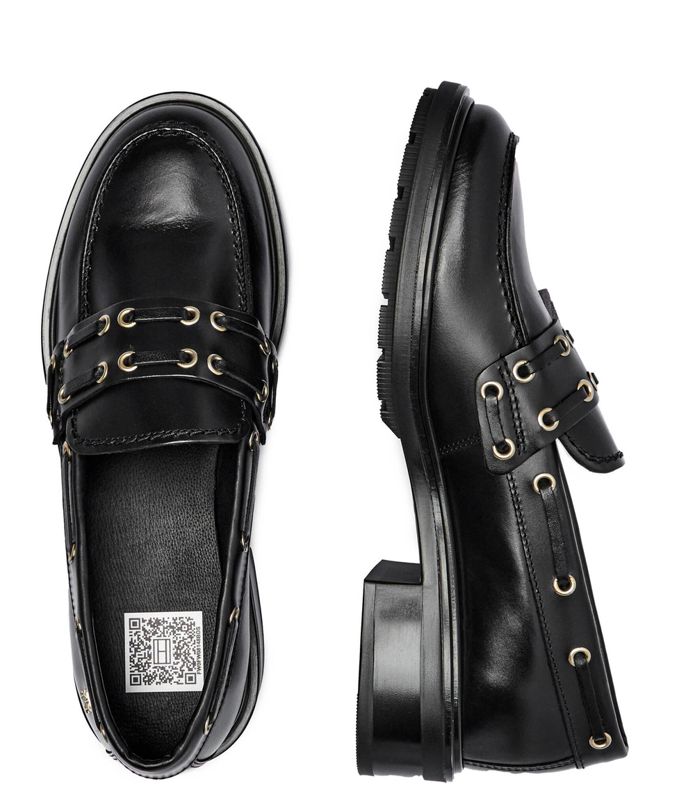 Кожаные лоферы Tommy Hilfiger - черный(FW0FW08148)