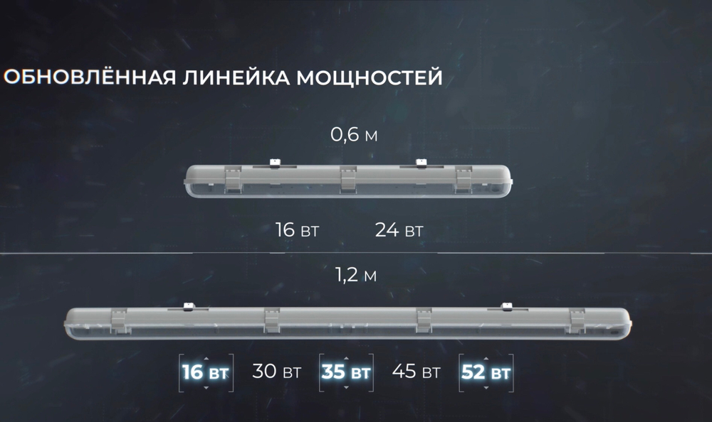 Светильник LED ДСП STRONG 2.0 16Вт 3000K 1242х90х68мм IP65 с БАП 1ч прозрачный рассеиватель VARTON