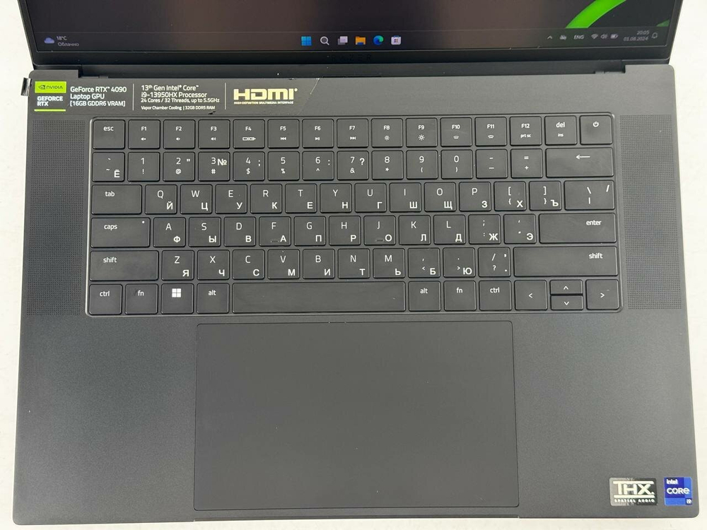 Игровой Ноутбук 16.0" ноутбук Razer Blade 16 2023 Black RZ09-0483UEJ4-R3U1 WQUXGA [3840х2400] i9 13950HX 32gb DDR5 2Tb SSD NVMe PCle NV GeForce RTX 4090 Win11 Home