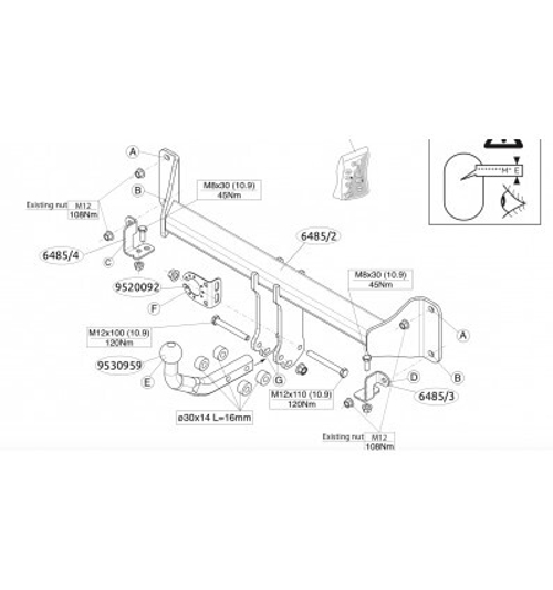Фаркоп Brink (Thule) 648500 для BMW X3 G01 18-(паспорт и сертификат в комплекте)(без электрики)