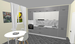 Кухонный гарнитур Антрацит (графит) 3400 мм столешница 38 мм, ЛДСП, прямая просторная кухня для большой гостиной, студии и семьи