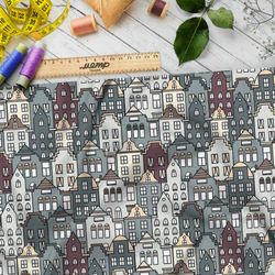 Ткань ниагара многослойные серые дома