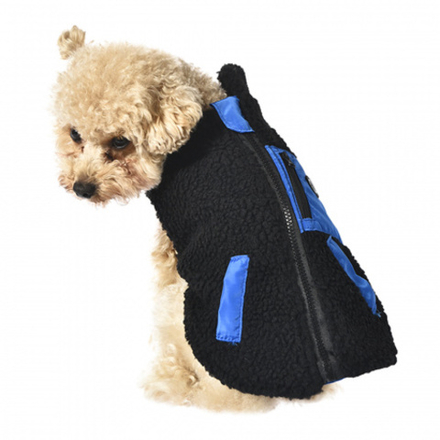 PET-IT Куртка для собак, шерпа, черная, М, 30 см