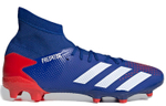 Adidas Predator 20.3 round head lace-up FG (glue long nails) natural grass fabric microfiber non-slip football shoes men's blue, red and white