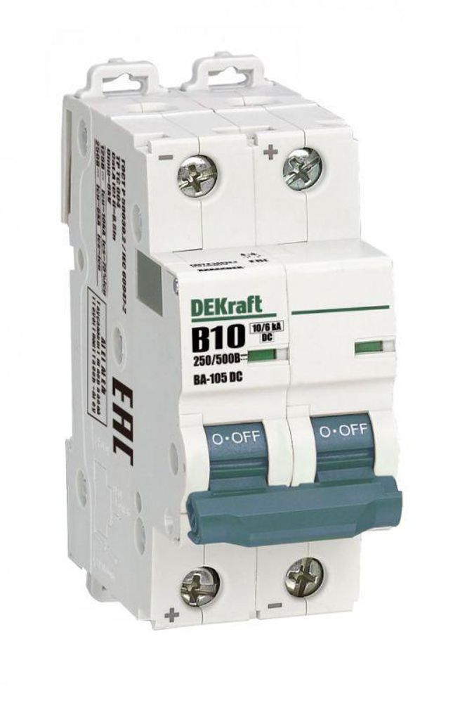 Выключатель автоматический модульный 2п B 10А 10кА ВА-105 DC DEKraft 13366DEK Выключатель автоматический модульный 2п B 10А 10кА ВА-105 DC DEKraft 13366DEK