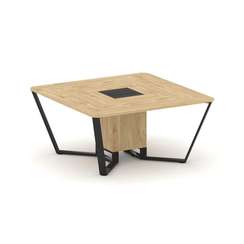 Steel Meet Стол переговорный квадратный KMK-PR.B.SP-08 Тиквуд Светлый/Графит Глянец/Металл Черный 16