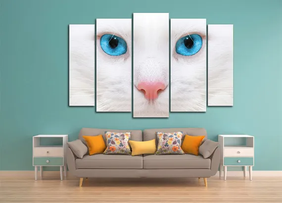Модульная картина "Глаза белой кошки"