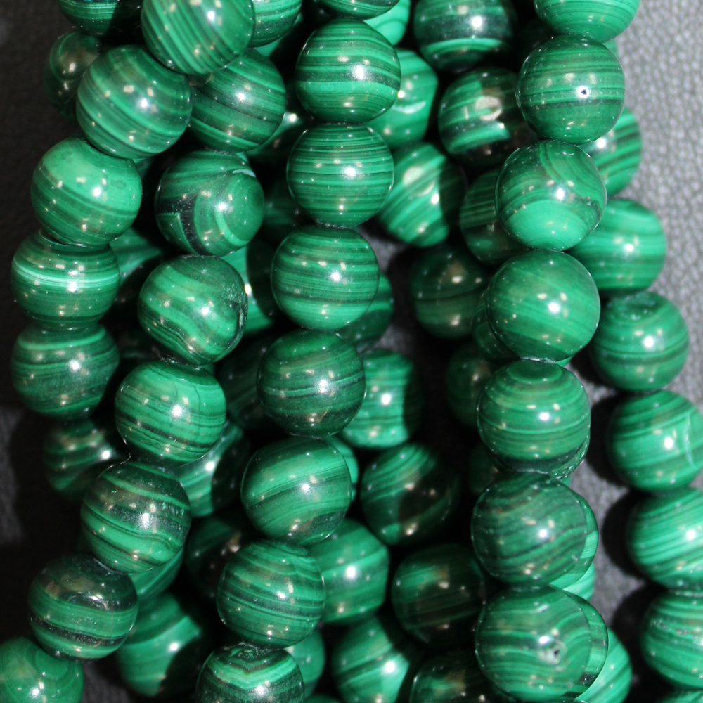 Малахит А бусины 7,5мм 9,5мм