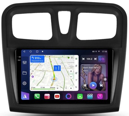 Магнитола для Renault Logan 2, Sandero 2 2014+ (рамка 9) - FarCar BX3051-9M-360 на Android 13, QLED+2K, ТОП процессор, 6Гб+128Гб, CarPlay, 4G SIM-слот, 4 камеры в комплекте