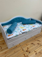 Кровать Lori Белый/Лофти Лазурь 190*90