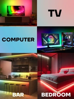 Светодиодная лента RGB 40м, гирлянда, управление с телефона и пульта, многоцветная подсветка для кухни и комнаты