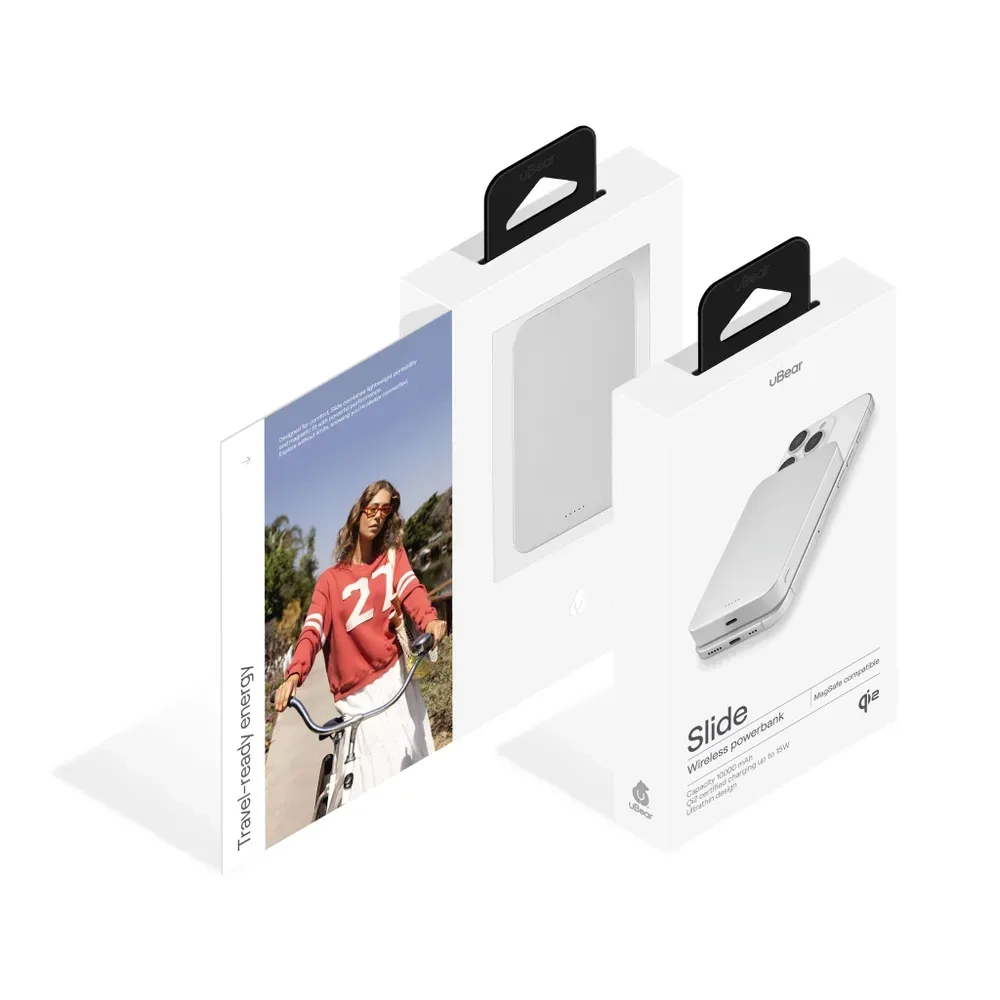 Внешний аккумулятор uBear Slide Power bank 10000mAh, PD20W, Qi2