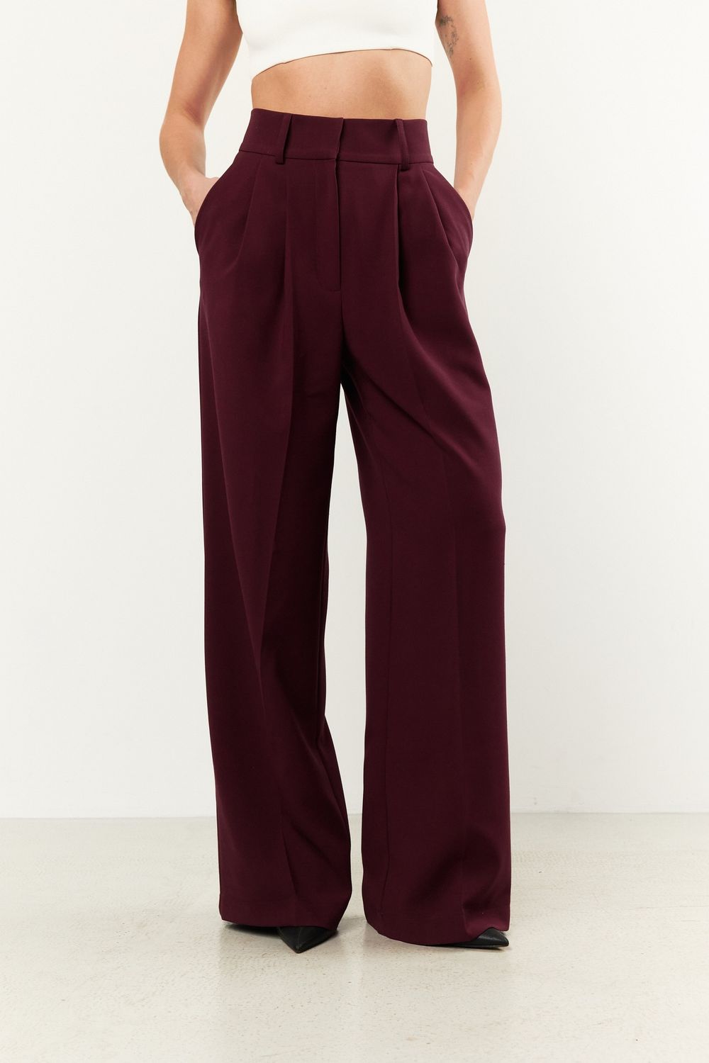 Брюки-палаццо бордовые
