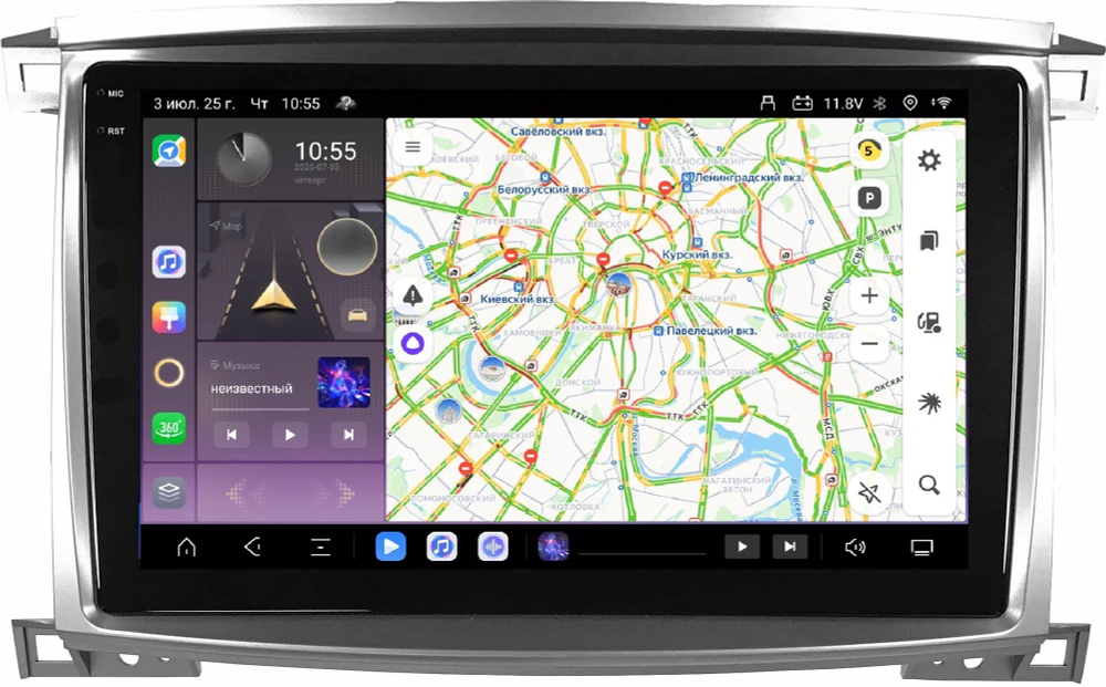 Магнитола для Toyota Land Cruiser 100, Lexus LX470 2002-2007 (климат на цветном экране) - Carmedia SF-1698-2 QLed+2K, Android 13, TS20, CarPlay, 4G SIM-слот