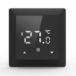 Термостат с датчиком пола программируемый через приложение,  с Wi-Fi,  16A,  размер накладки 55х55мм,  цвет стекло черное