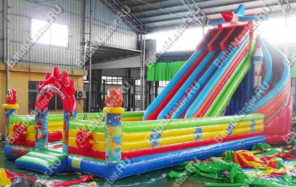 Детский надувной батут-горка "Крутые виражи"