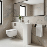 Умывальник-моноблок MONO WAVE 340*340*835 ш*г*в, с хром переливом, белый, прямоуг