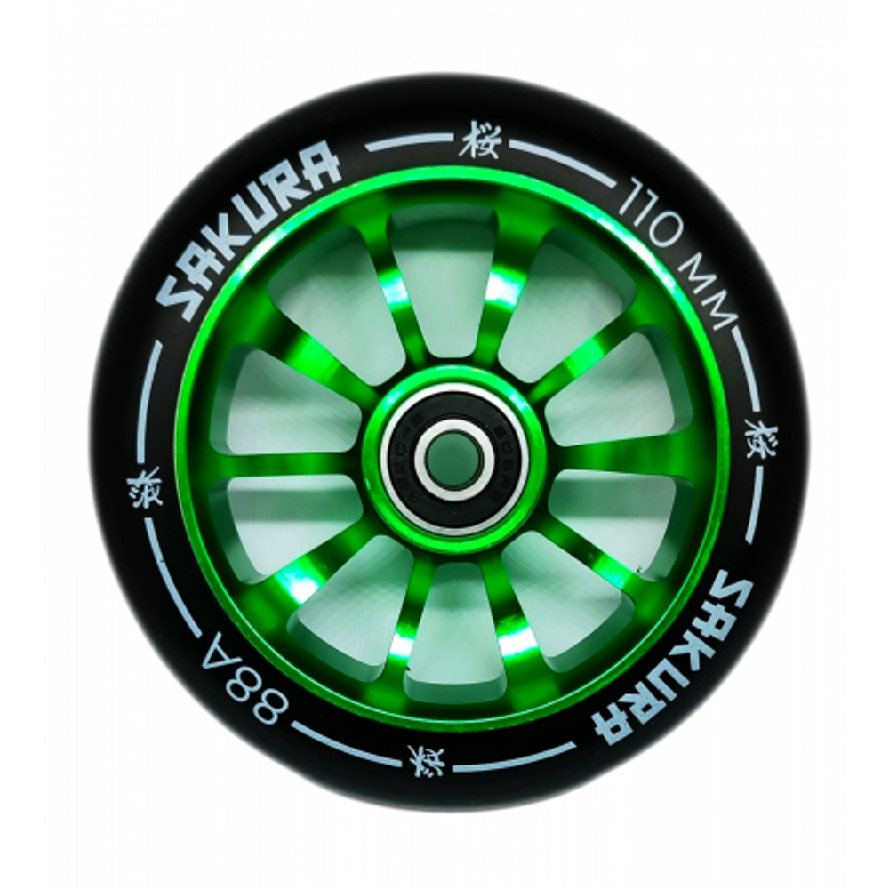 Комплект колес Haevner Sakura  110 мм зеленый/черный