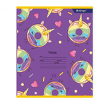 Тетрадь 12л., клетка, Alingar, скрепка, блок офсет, 100% белизна, мелованный картон (стандарт), "Пончики"