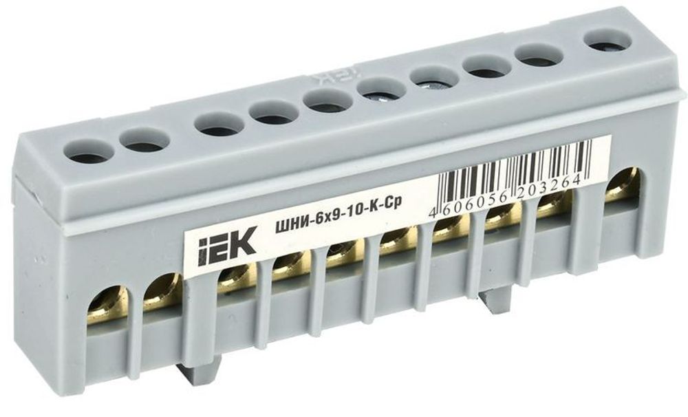 Шина L "фаза" в корп. изол. на DIN-рейку ШНИ-6х9-10-К-Ср IEK YNN10-69-10KD-K02 Шина L "фаза" в корп. изол. на DIN-рейку ШНИ-6х9-10-К-Ср IEK YNN10-69-10KD-K02