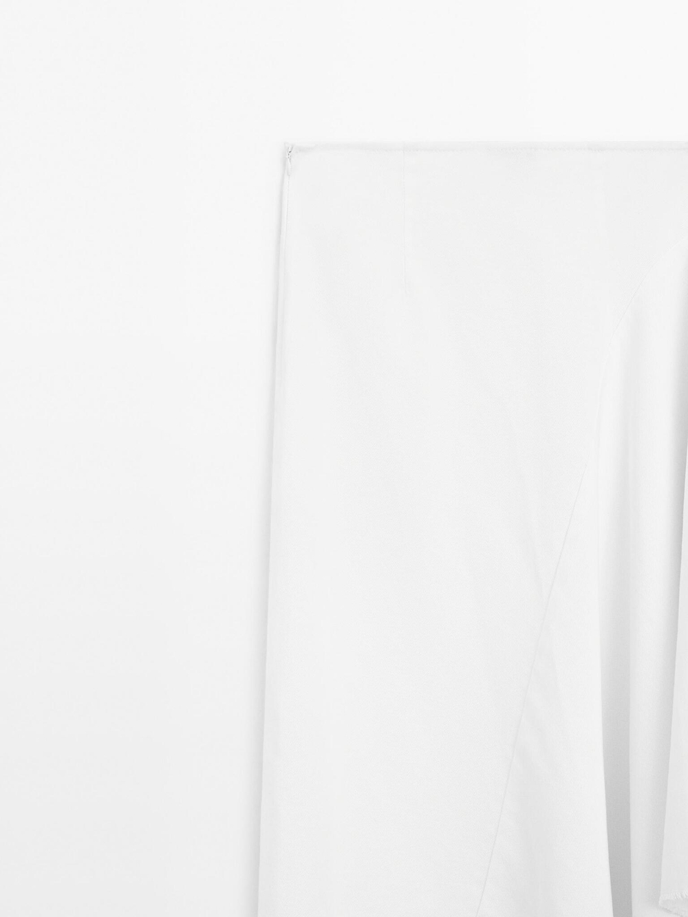 Massimo Dutti Джинсовая юбка миди асимметричного кроя, кремовый