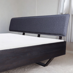 Dipriz Двуспальная кровать 200х200 парящая Беллиссима из массива дикого дуба с мягким изголовьем, черный дуб