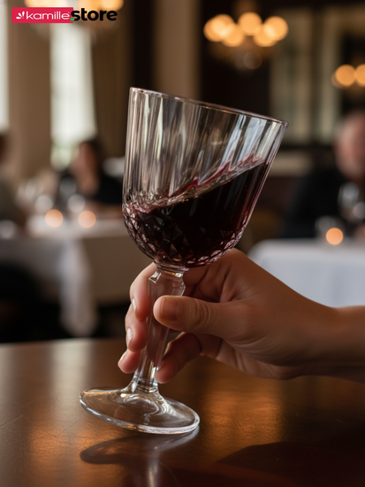 Набор бокалов 300 мл. 6 шт. на ножке, с рельефной огранкой