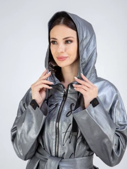 Кожаный плащ на осень с капюшоном