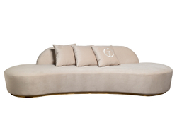 Диван трехместный 75x112x290см Garda Decor Lea велюровый кремовый