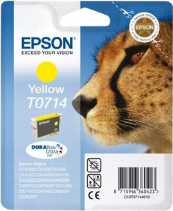 Чернила Epson Cheetah T0714 DURABrite Ultra, yellow 1 шт C13T07144010
