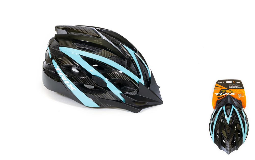 Шлем вело TRIX кросс-кантри 25 отверстий регулировка обхвата M 57-58см In Mold сине-черный