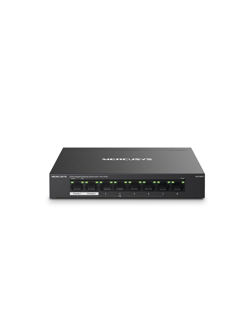 Mercusys MS108GP, настольный коммутатор с 8 гигабитными портами (7 портов PoE+)