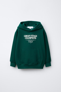 ZARA ХУДИ С ФУТБОЛЬНЫМ ПРИНТОМ, ЗЕЛЕНЫЙ