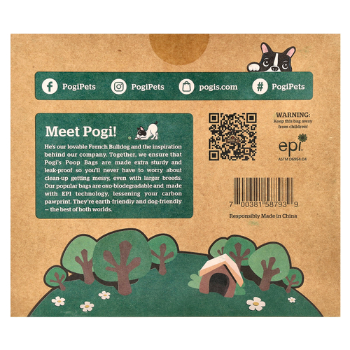 Pogi's Pet Supplies, Earth Friendly какашки, без запаха, 30 рулонов, 450 пакетиков