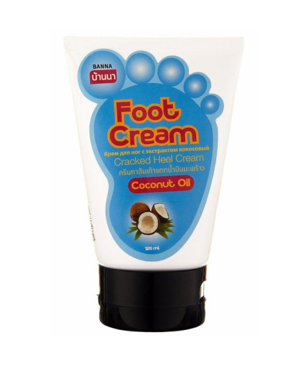 [BANNA] Крем для ног от трещин на пятках и локтях КОКОС, 120мл
